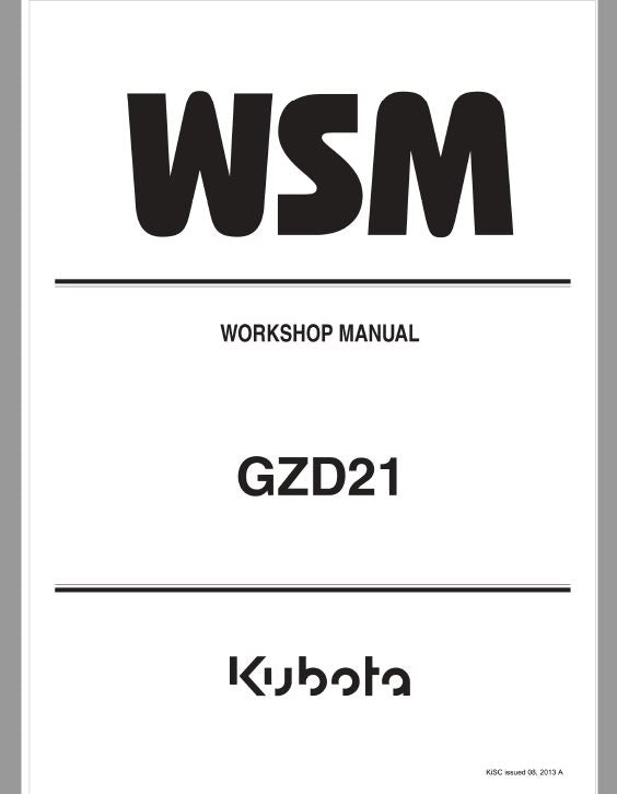 Kubota GZD21 Zero Turn Mower Workshop Repair Manual PDF service repair manual cover