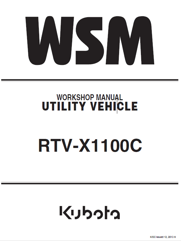 Kubota RTV-X1100C Utility Vehicle Workshop Service Manual PDF service repair manual cover