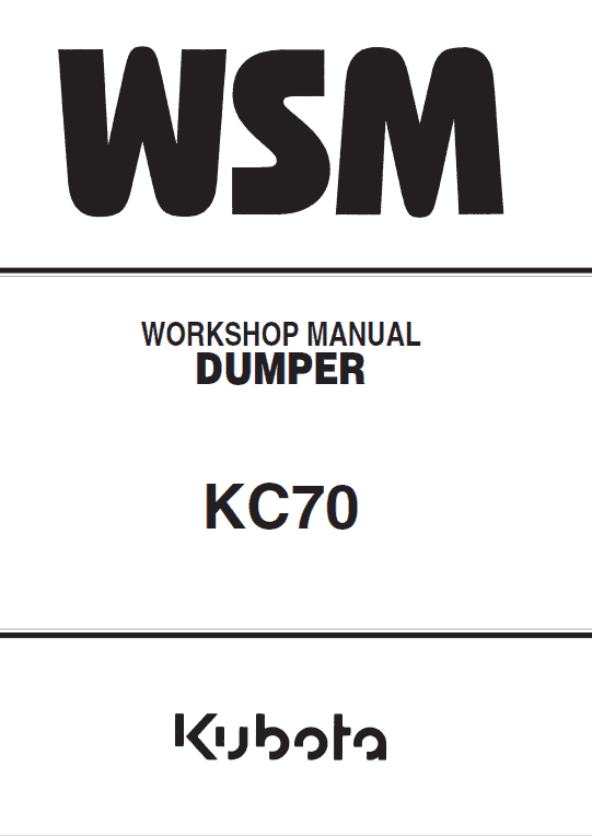 Kubota KC70 Dumper Workshop Manual PDF service repair manual cover