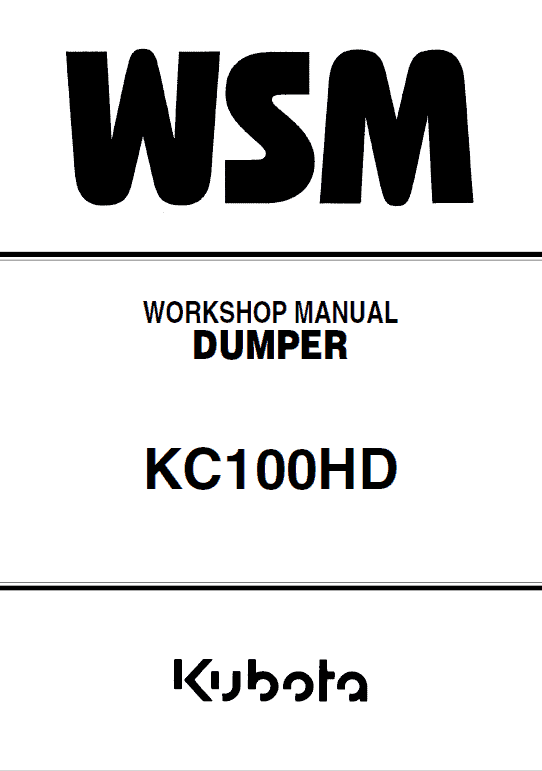 Kubota KC100HD Dumper Workshop Manual PDF service repair manual cover