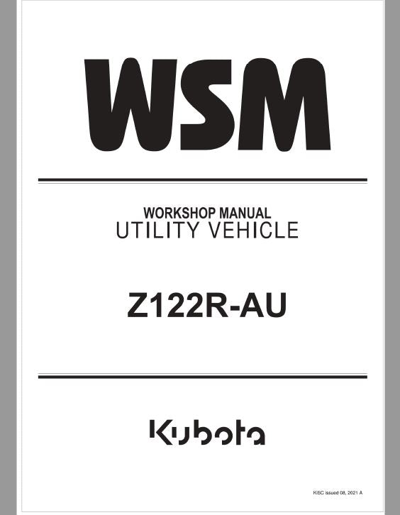 Kubota Z122R-AU Zero Turn Mower Workshop Repair Manual PDF service repair manual cover