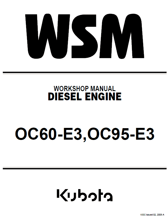 Kubota OC60-E3, OC98-E3 Engine Workshop Service Manual PDF service repair manual cover