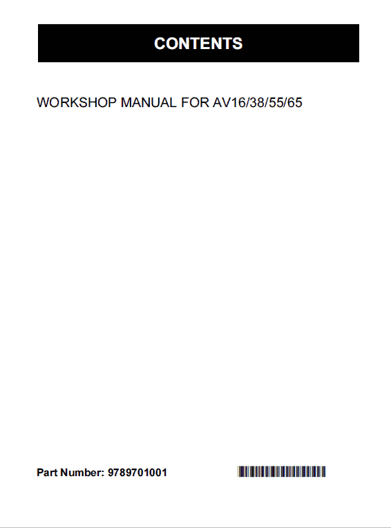 Kubota AV16, AV38, AV55, AV65 Generator Workshop Manual PDF service repair manual cover