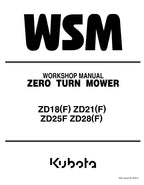 Kubota ZD18F, ZD21F, ZD25F, ZD28F Mower Workshop Repair Manual PDF service repair manual cover