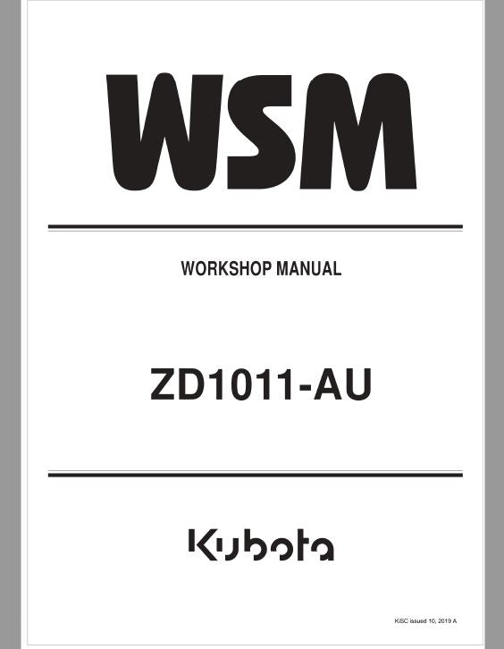 Kubota ZD1011-AU Mower Workshop Repair Manual PDF service repair manual cover