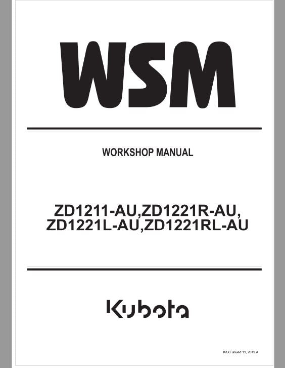 Kubota ZD1211-AU, ZD1221R-AU, ZD1221L-AU, ZD1221RL-AU Mower Repair Manual PDF service repair manual cover