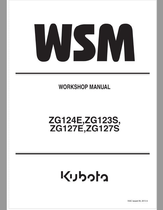 Kubota ZG124E, ZG123S, ZG127E, ZG127S Mower Workshop Repair Manual PDF service repair manual cover