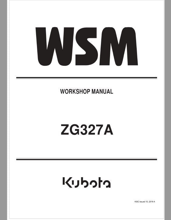 Kubota ZG327A Zero Turn Mower Workshop Repair Manual PDF service repair manual cover