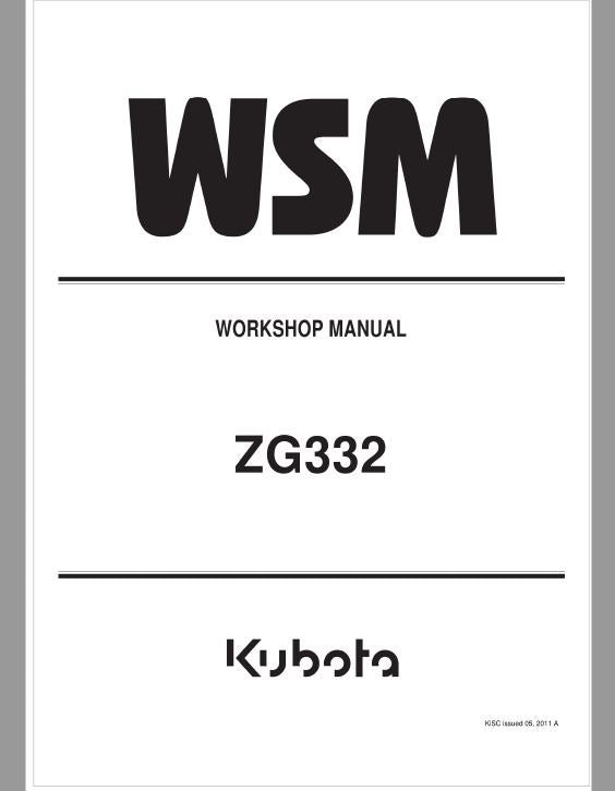 Kubota ZG332 Zero Turn Mower Workshop Repair Manual PDF service repair manual cover