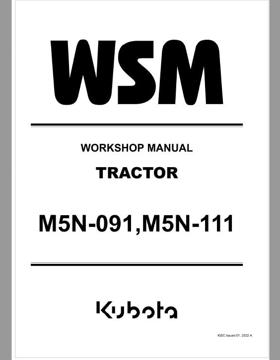 Kubota M5N-091, M5N-111 Tractor Workshop Repair Manual PDF service repair manual cover