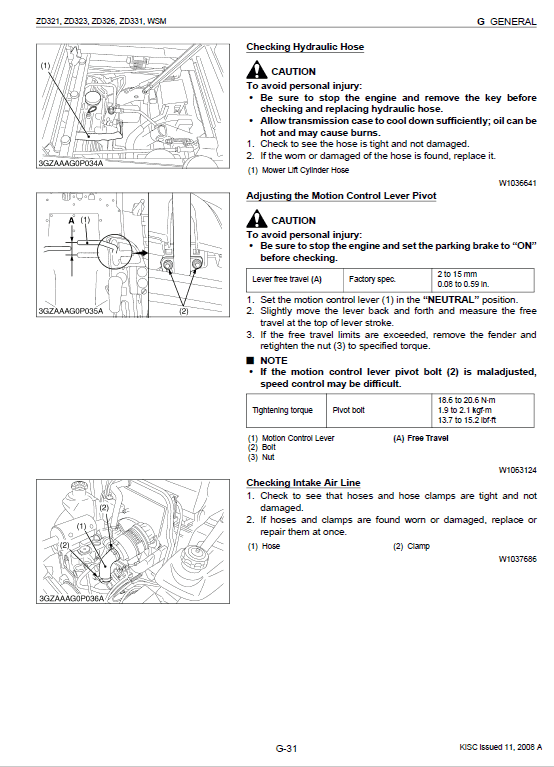 Kubota ZD321, ZD323, ZD326, ZD331 Mower Workshop Service Manual PDF manual preview page 539