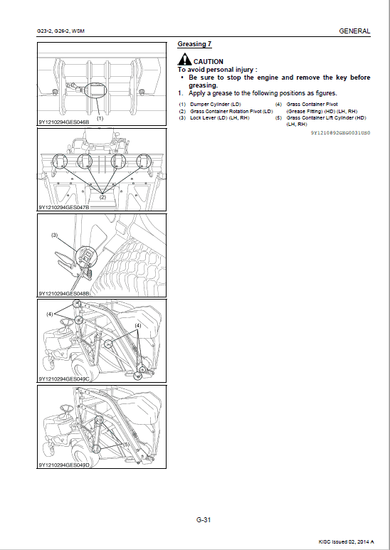 Kubota G23-2, G26-2 Mowers Service Manual PDF manual preview page 272