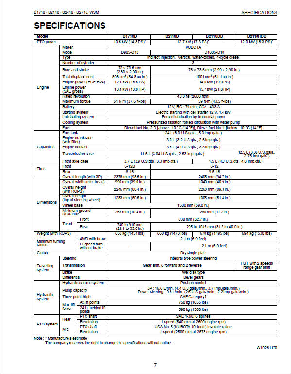 Kubota B1710, B1710D, B2110, B2110D, B2110DB, B2110HDB Tractor Manual PDF manual preview page 317