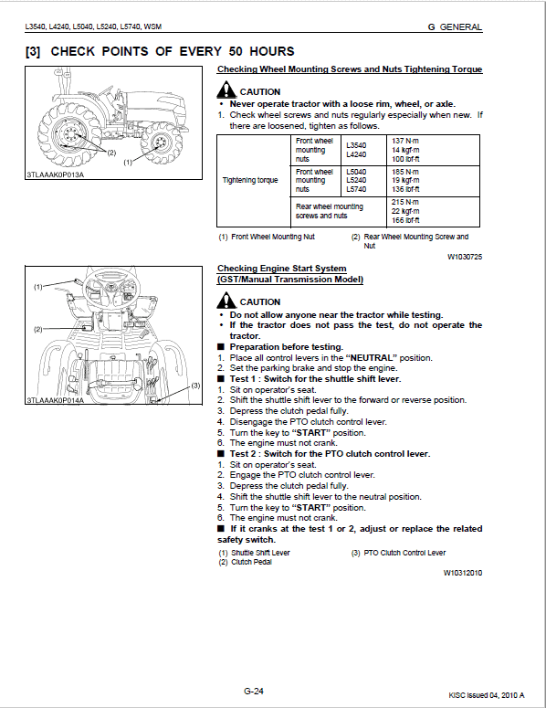 Kubota L3240, L3540, L4240, L5040, L5240, L5740 Tractors Service Manual PDF manual preview page 307
