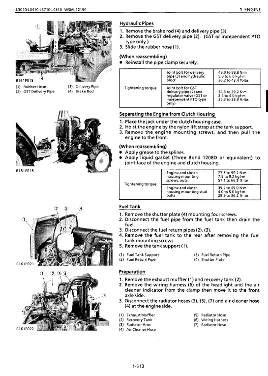 Kubota L3010, L3410, L3710, L4310, L4610 Tractor Workshop Manual PDF manual preview page 497