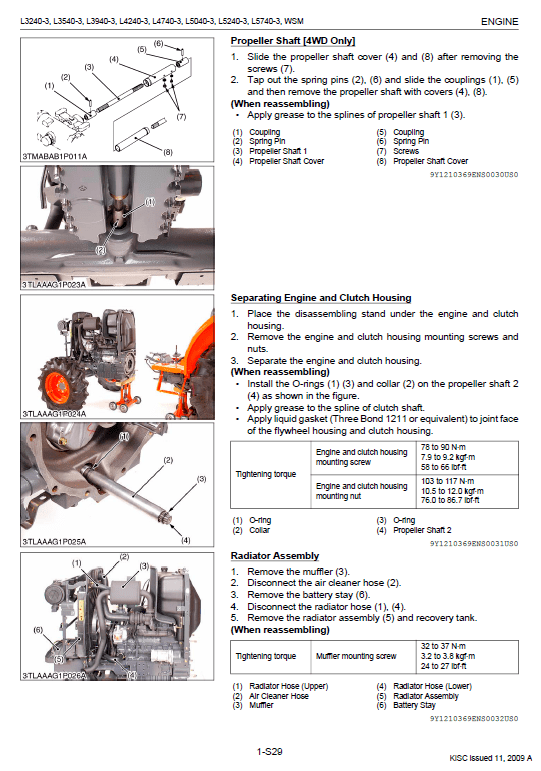 Kubota L3240-3, L3540-3, L3940-3, L4240-3 Tractor Workshop Manual PDF manual preview page 482