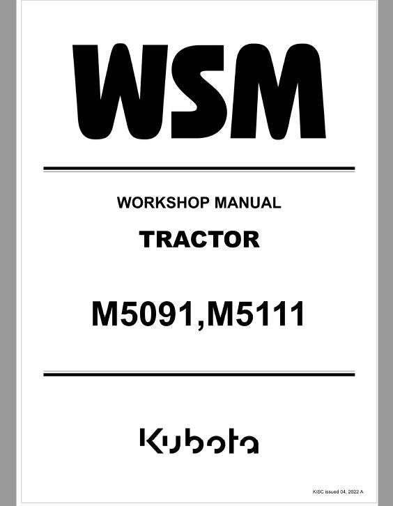 Kubota M5091, M5111 Tractor Workshop Repair Manual PDF manual preview page 20