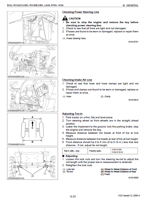 Kubota BX24, LA240, BT601 Tractor Loader Workshop Manual PDF manual preview page 613