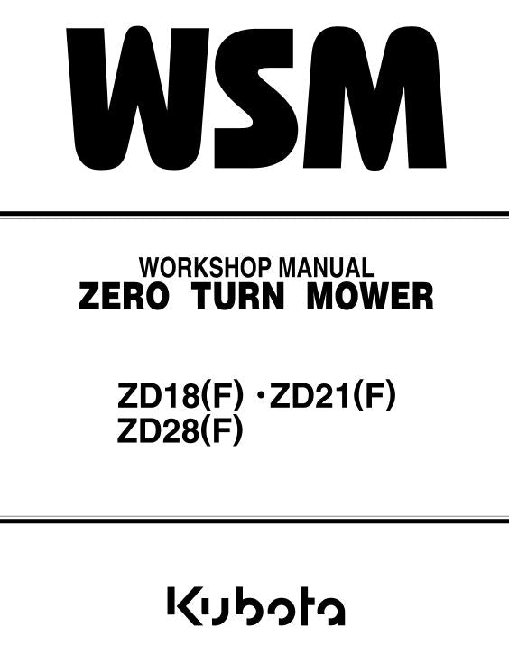 Kubota ZD18F, ZD21F, ZD25F, ZD28F Mower Workshop Repair Manual PDF manual preview page 70