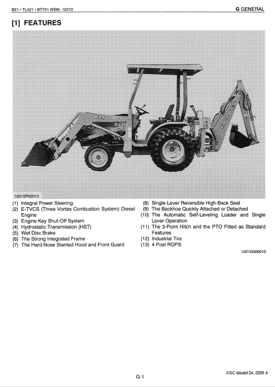 Kubota B21, TL421, BT751 Tractor Loader Workshop Service Manual PDF manual preview page 599