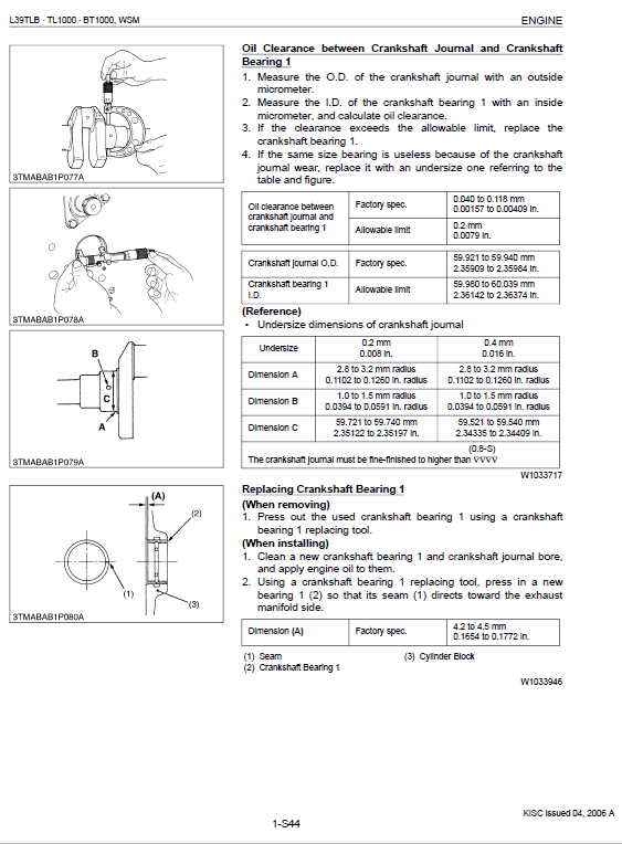 Kubota L39, TL1000, BT1000 Tractor Front Loader Workshop Manual PDF manual preview page 531