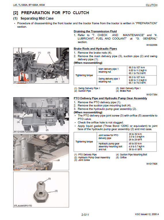 Kubota L45, TL1000A, BT1000A Tractor Front Loader Workshop Manual PDF manual preview page 526