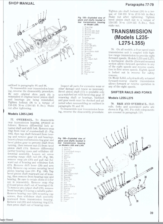 Kubota L185, L235, L245, L285, L295, L305, L345, L355 Tractor Manual PDF manual preview page 514