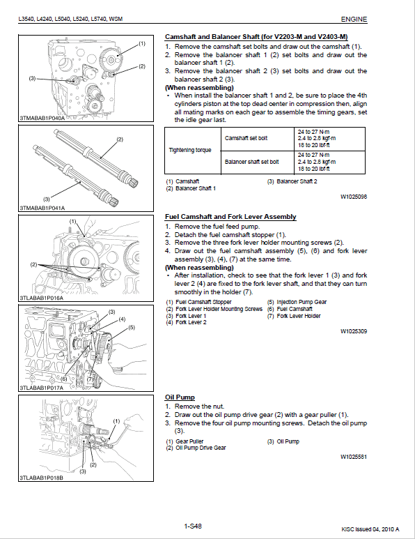 Kubota L3240, L3540, L4240, L5040, L5240, L5740 Tractors Service Manual PDF manual preview page 308