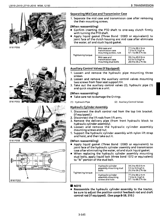 Kubota L3010, L3410, L3710, L4310, L4610 Tractor Workshop Manual PDF manual preview page 498