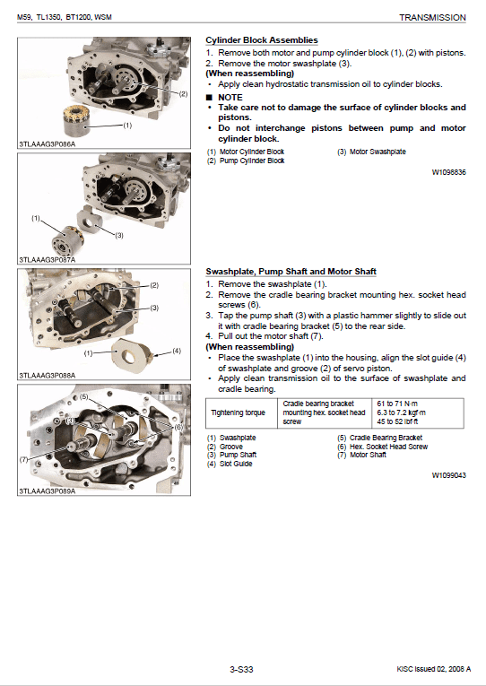Kubota M59, TL1350, BT1200 Tractor Workshop Manual PDF manual preview page 444