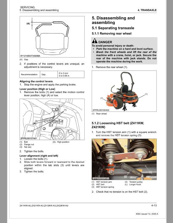 Kubota Z411KW-AU, Z421KW-AU, Z412KW-AU, Z422KW-AU Mower Repair Manual PDF manual preview page 76