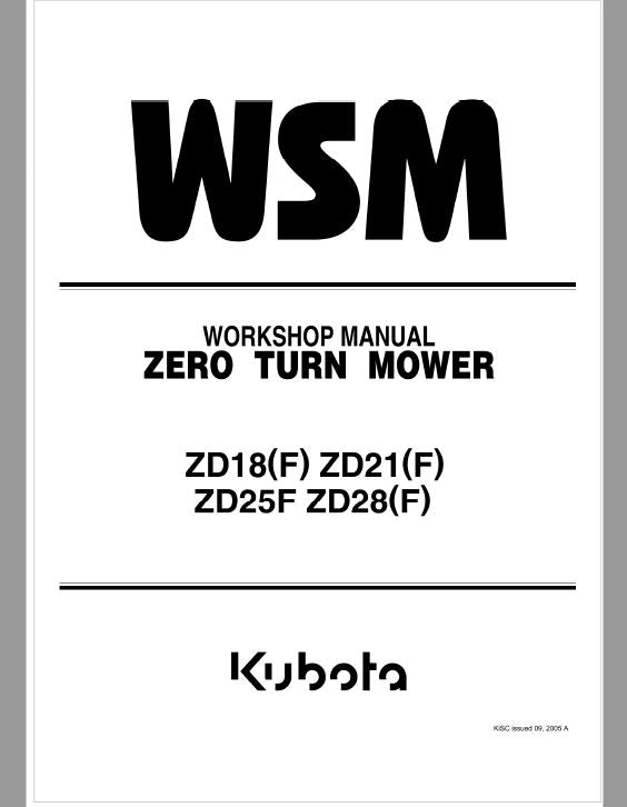 Kubota ZD18F, ZD21F, ZD25F, ZD28F Mower Workshop Repair Manual PDF manual preview page 71