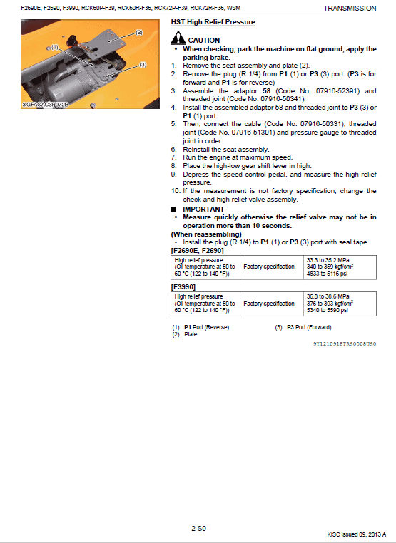 Kubota F2690, F2690E, F3990 Front Mower Workshop Manual PDF manual preview page 589