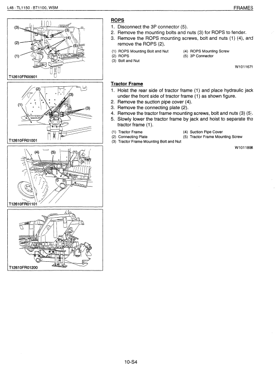Kubota L48, TL1150, BT1100 Tractor Front Loader Workshop Manual PDF manual preview page 522