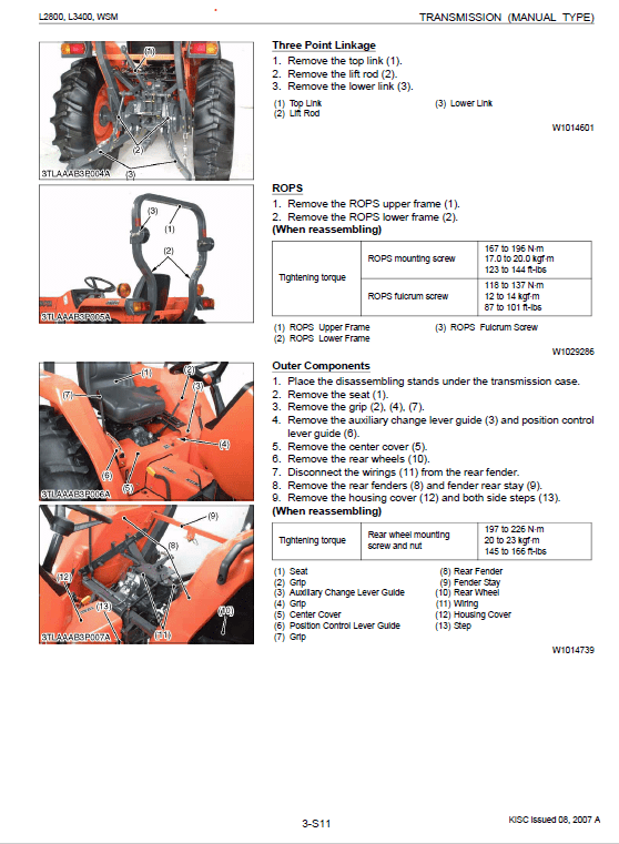 Kubota L2800, L3400 Tractor Workshop Service Manual PDF manual preview page 509