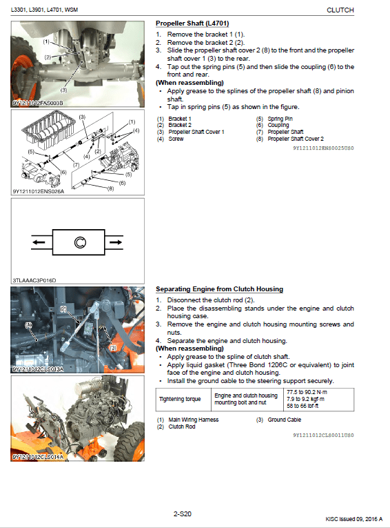 Kubota L3301, L3901, L4701 Tractor Workshop Service Manual PDF manual preview page 489