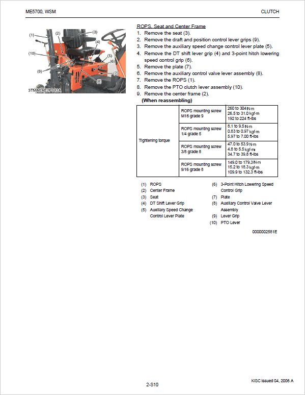 Kubota ME5700 Tractor Workshop Service Manual PDF manual preview page 284