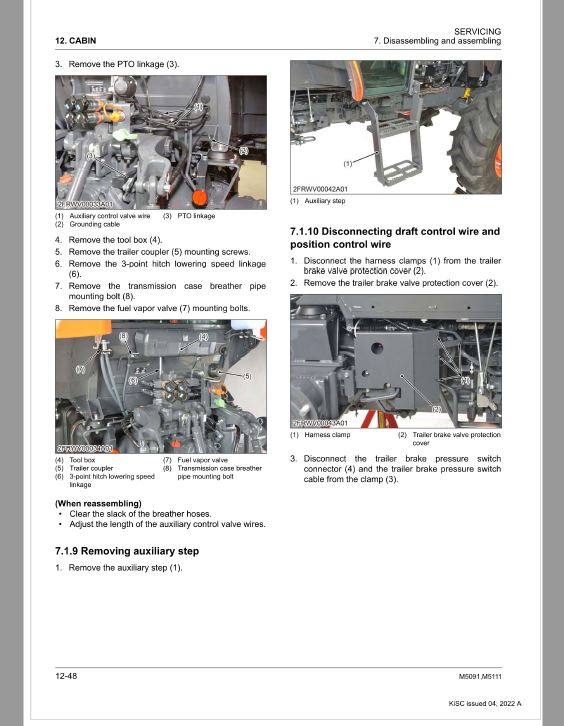 Kubota M5091, M5111 Tractor Workshop Repair Manual PDF manual preview page 22