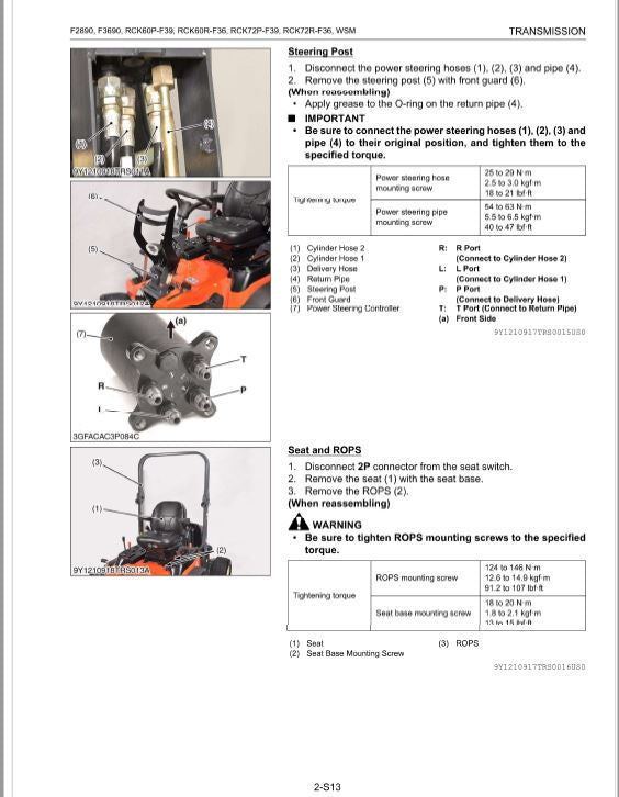 Kubota F2890, F3690 Front Mower Workshop Manual PDF manual preview page 147