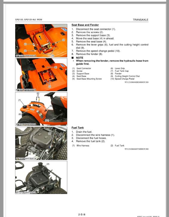 Kubota GR2120, GR2120-AU Lawn Mower Workshop Repair Manual PDF manual preview page 137