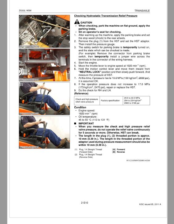 Kubota ZG332 Zero Turn Mower Workshop Repair Manual PDF manual preview page 42