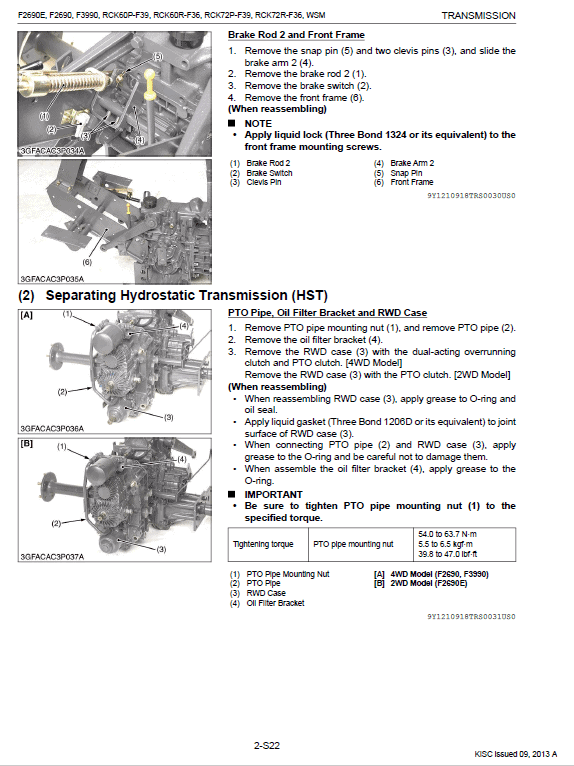 Kubota F2690, F2690E, F3990 Front Mower Workshop Manual PDF manual preview page 590