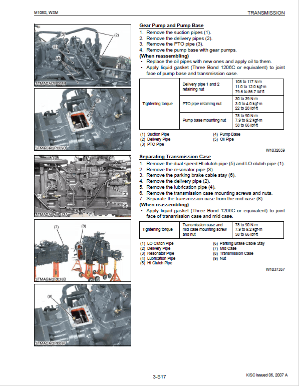 Kubota M96S, M108S Tractor Workshop Repair Manual PDF manual preview page 295