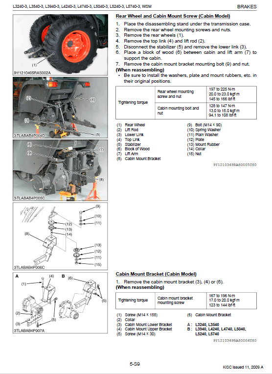 Kubota L3240-3, L3540-3, L3940-3, L4240-3 Tractor Workshop Manual PDF manual preview page 485