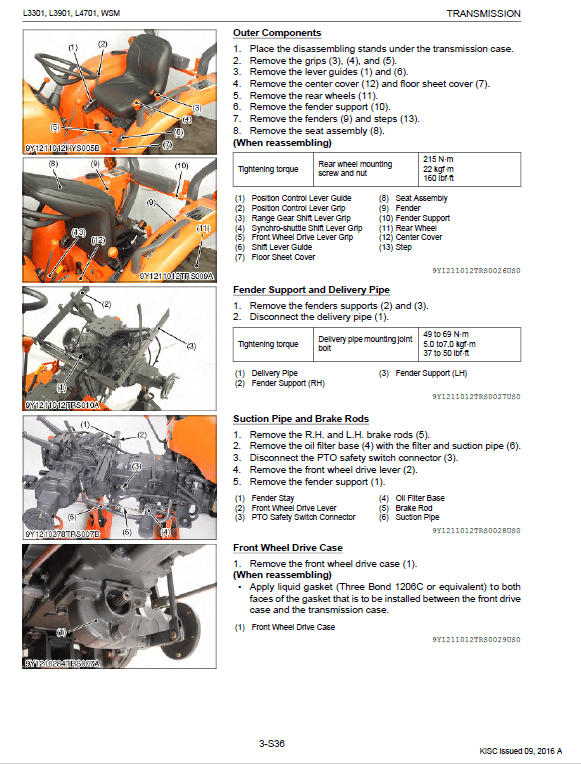 Kubota L3301, L3901, L4701 Tractor Workshop Service Manual PDF manual preview page 490