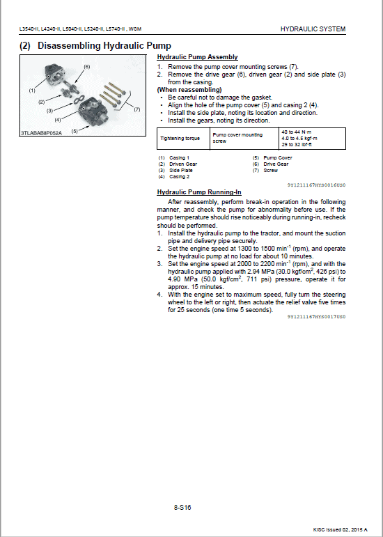 Kubota L3540-II, L4240-II, L5040-II, L5240-II, L5740-II Tractor Service Manual PDF manual preview page 246