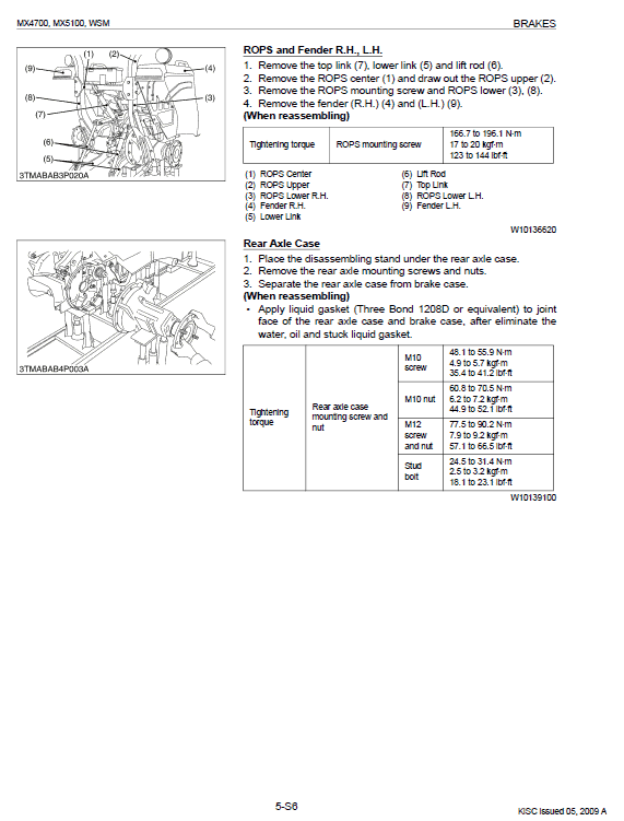 Kubota MX4700, MX5100 Tractor Workshop Service Manual PDF manual preview page 456