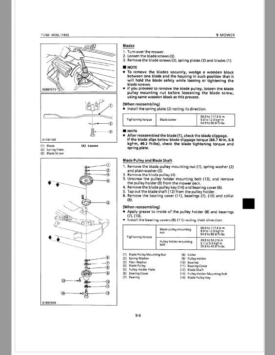 Kubota T1460, T1560, T1760 Lawn Mower Workshop Repair Manual PDF manual preview page 128