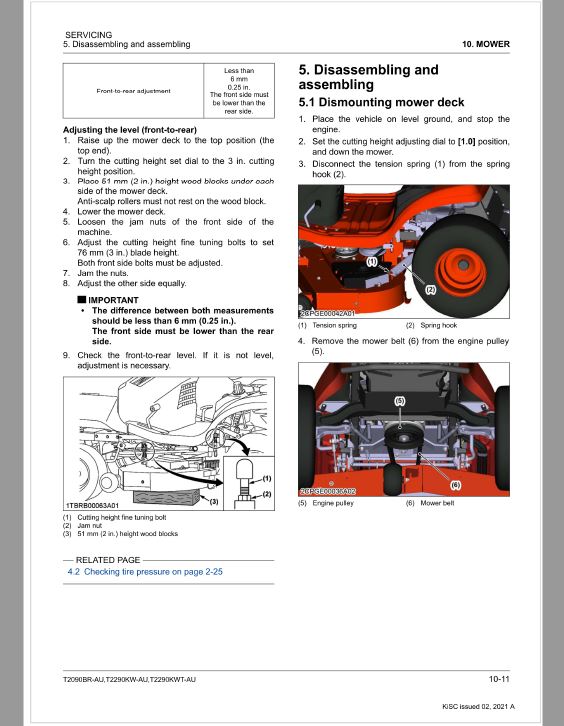Kubota T2090BR-AU, T2290KW-AU, T2290KWT-AU Lawn Mower Workshop Repair Manual PDF manual preview page 118