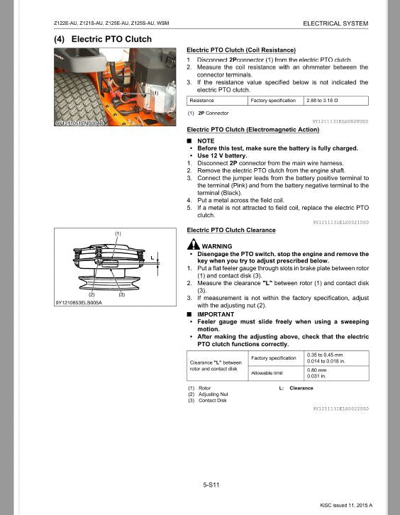 Kubota Z122E-AU, Z121S-AU, Z125E-AU, Z125S-AU Mower Workshop Repair Manual PDF manual preview page 108
